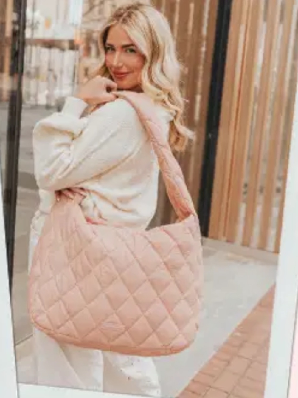 Poppy & Peonies Quilted Haul it Hobo - Dust Pink
